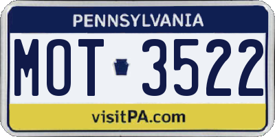 PA license plate MOT3522