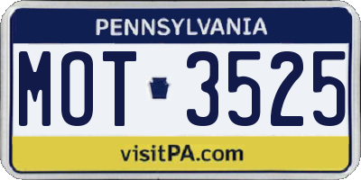 PA license plate MOT3525