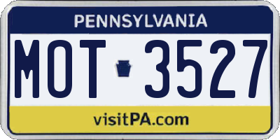PA license plate MOT3527