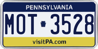 PA license plate MOT3528
