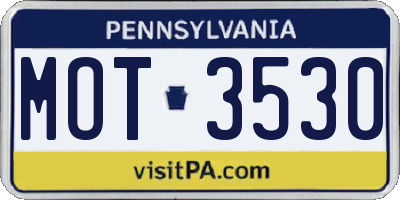 PA license plate MOT3530