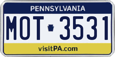 PA license plate MOT3531
