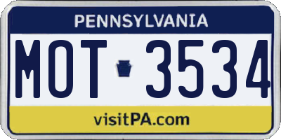 PA license plate MOT3534