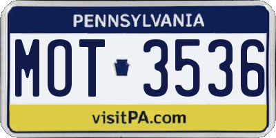 PA license plate MOT3536