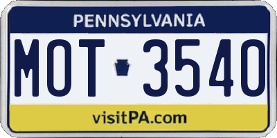 PA license plate MOT3540