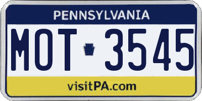 PA license plate MOT3545