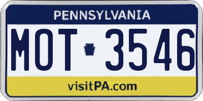 PA license plate MOT3546