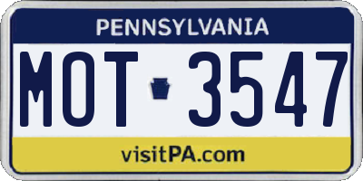 PA license plate MOT3547