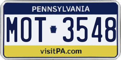 PA license plate MOT3548