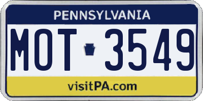 PA license plate MOT3549