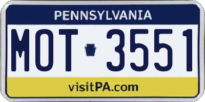 PA license plate MOT3551