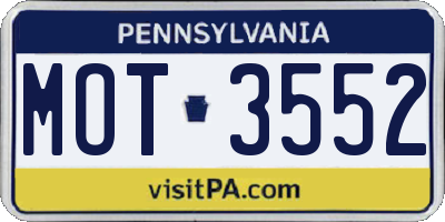 PA license plate MOT3552