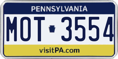 PA license plate MOT3554