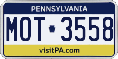 PA license plate MOT3558