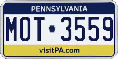 PA license plate MOT3559