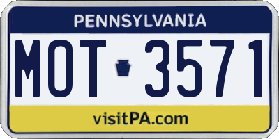 PA license plate MOT3571