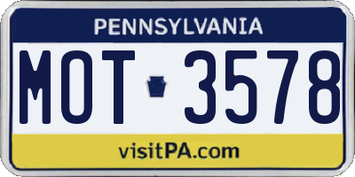 PA license plate MOT3578