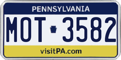 PA license plate MOT3582