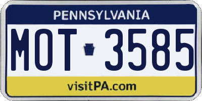 PA license plate MOT3585