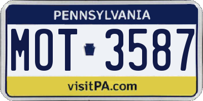 PA license plate MOT3587