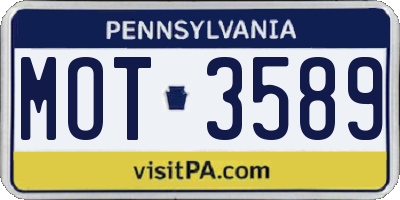 PA license plate MOT3589