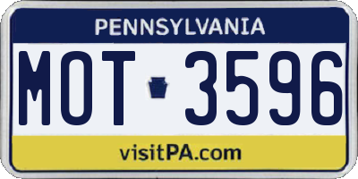PA license plate MOT3596