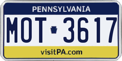 PA license plate MOT3617