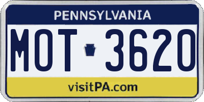 PA license plate MOT3620