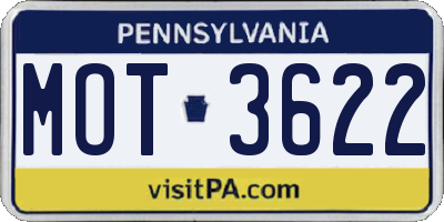 PA license plate MOT3622