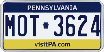 PA license plate MOT3624