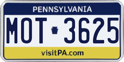 PA license plate MOT3625
