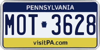 PA license plate MOT3628