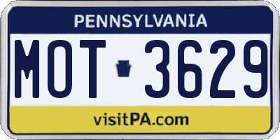 PA license plate MOT3629