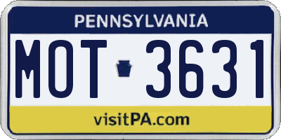 PA license plate MOT3631