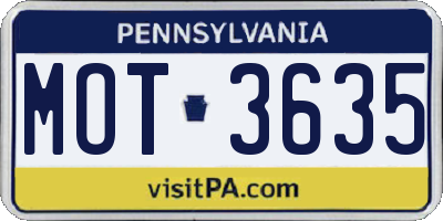 PA license plate MOT3635