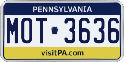 PA license plate MOT3636