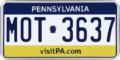 PA license plate MOT3637