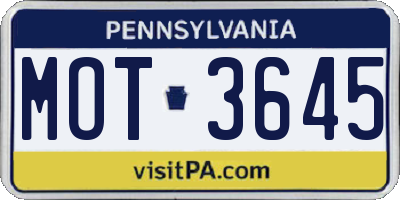 PA license plate MOT3645