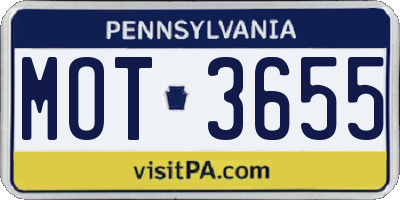 PA license plate MOT3655