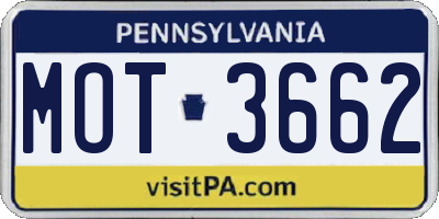 PA license plate MOT3662
