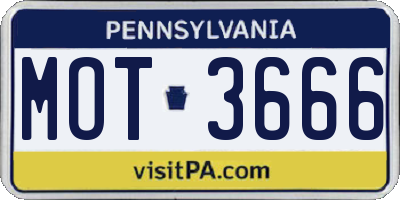 PA license plate MOT3666