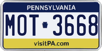 PA license plate MOT3668