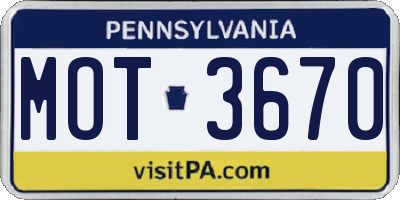 PA license plate MOT3670