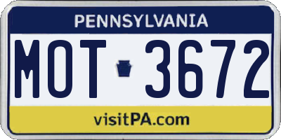 PA license plate MOT3672