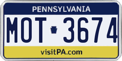 PA license plate MOT3674