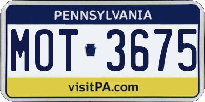 PA license plate MOT3675