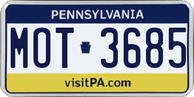 PA license plate MOT3685