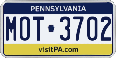 PA license plate MOT3702