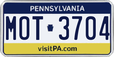 PA license plate MOT3704