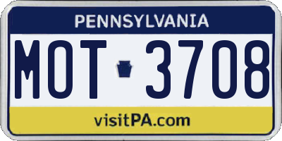 PA license plate MOT3708